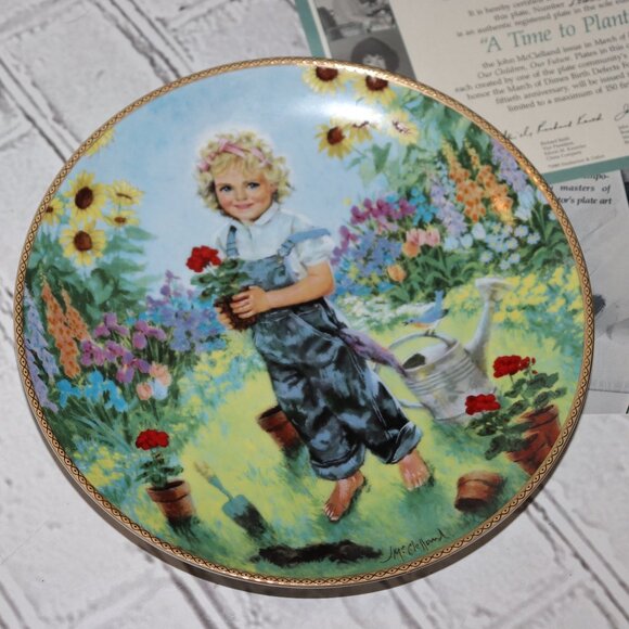 Vintage Other - A Time To Plant John McClelland March of Dimes Plate Reco Edwin Knowles COA 1989